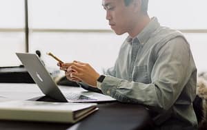 using laptop